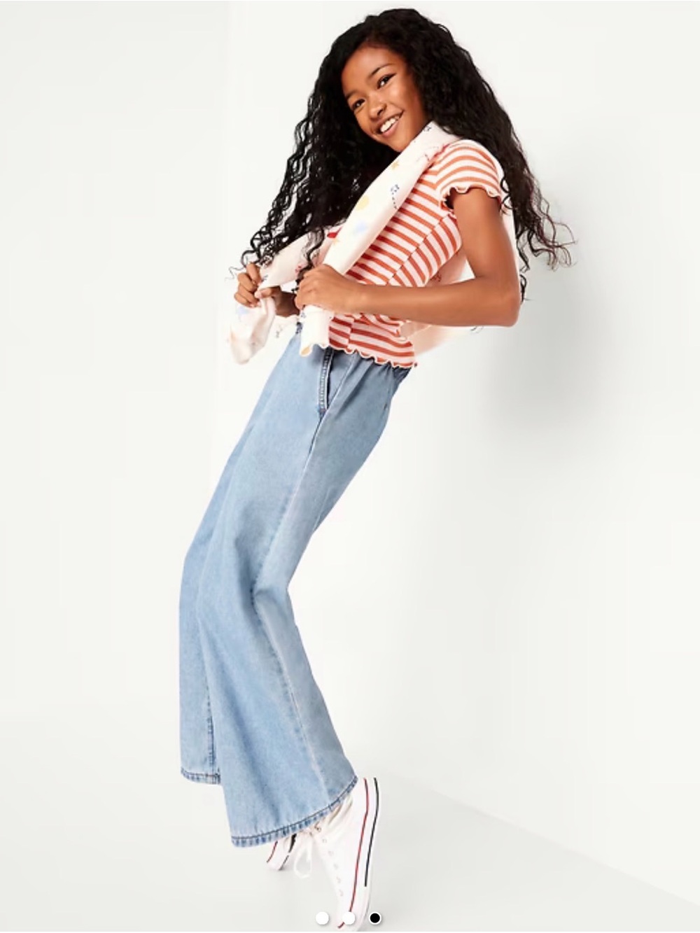 Old Navy High-Waisted Baggy Wide Leg Pull-On Light Blue Jeans for Girls Sz 8